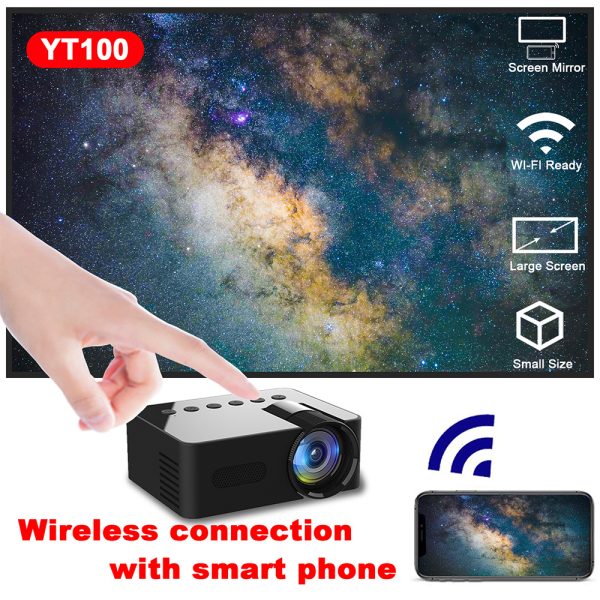 YT100 Home Mini Portable Mini Projector HD Home Wireless Mini Phone Projection - Image 4