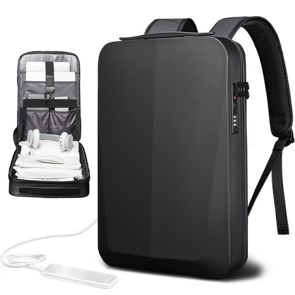 New Male Business Plastic Hard Shell Computer Backpack Waterproof - Image 2