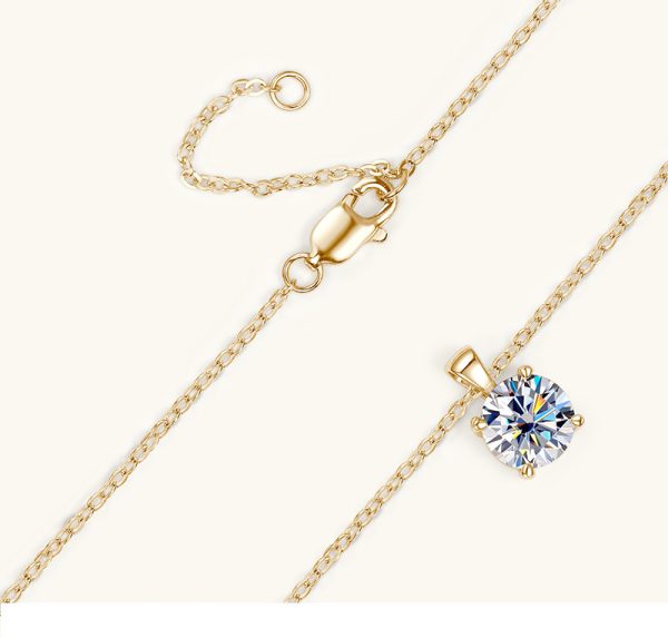 Classic Four-claw Diamond Necklace High-grade 925 Silver Plating 18K Gold Pendant - Image 10